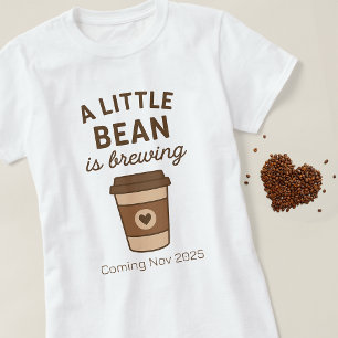 Camiseta Café Castanho Bonito "Um Pequeno Bean Está A Criar