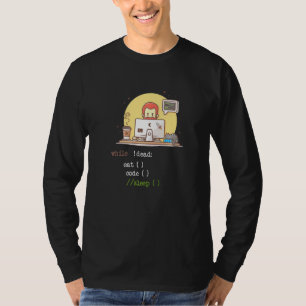 Camiseta Café Cat IT Programa Código Programador Codificado