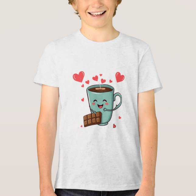Camiseta Café & Chocolate Feliz – Valentim Fofo (Frente)