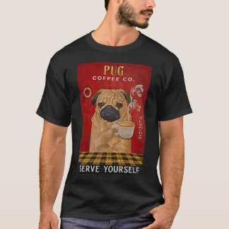 Camiseta Café com cachorro Pug