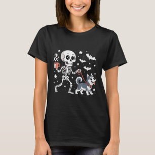 Camiseta Café com Cadáver de Cachorro Husky Siberiano Femin