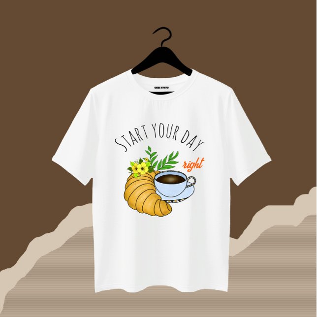 Camiseta Café com croissant (Criador carregado)