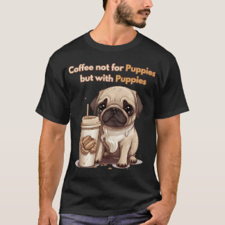 Camiseta Café com Filhotes Fofos