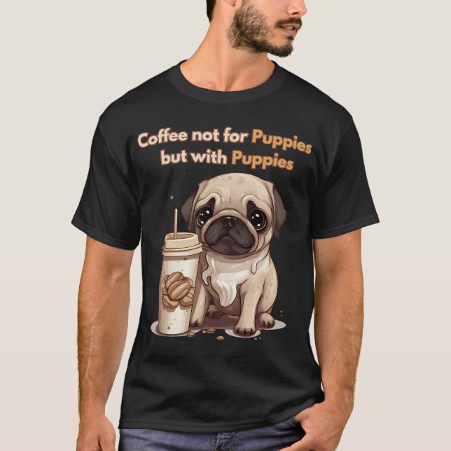 Camiseta Café com Filhotes Fofos (Frente)