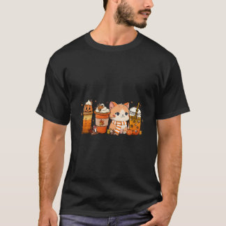 Camiseta Café com Leite de Gato de Abóbora Tempero Outono