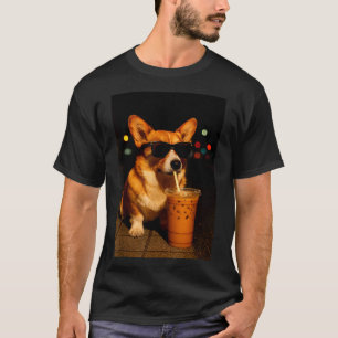 Camiseta Café com leite noturno urbano corgi cachorro pai m