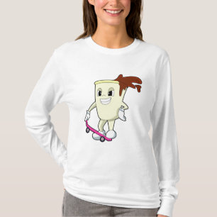 Camiseta Café como skater com skate