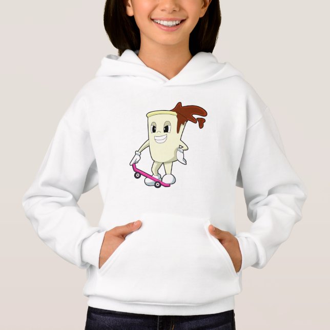 Camiseta Café como skater com skate (Frente)