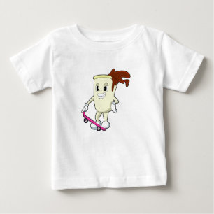 Camiseta Café como skater com skate