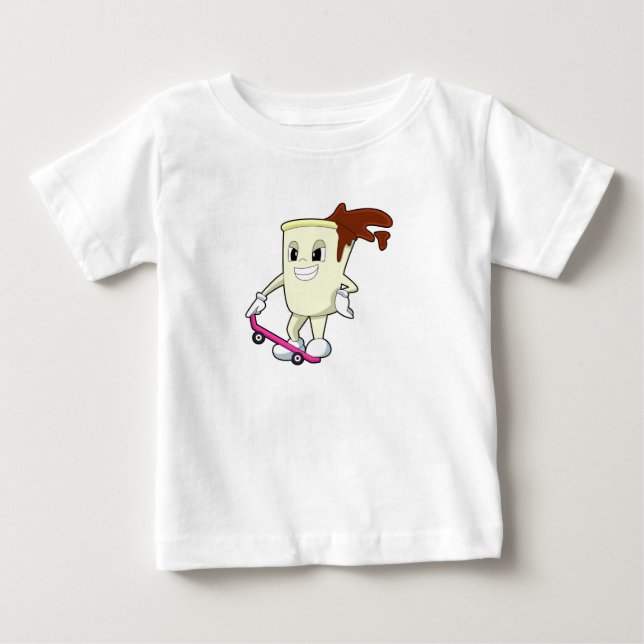 Camiseta Café como skater com skate (Frente)