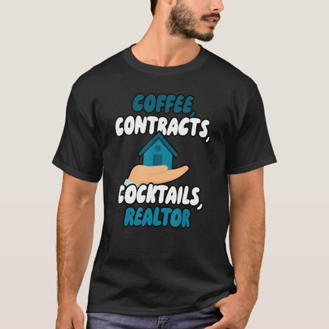 Camiseta Café, Contratos, Cocktails, corretor (Frente)