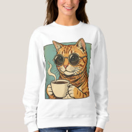 Camiseta Café Cool Cat Design Retro para Amantes de Gatos