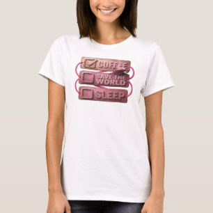 Camiseta Café Cor-de-rosa FRESCO PRIMEIRO SALVE O MUNDO Cri
