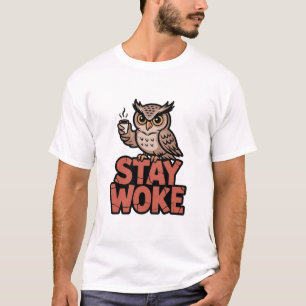 Camiseta Café Coruja Fique Esperto Gráfico Humorístico Páss