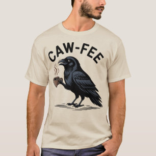 Camiseta Café Corvo Bebendo Café Pun