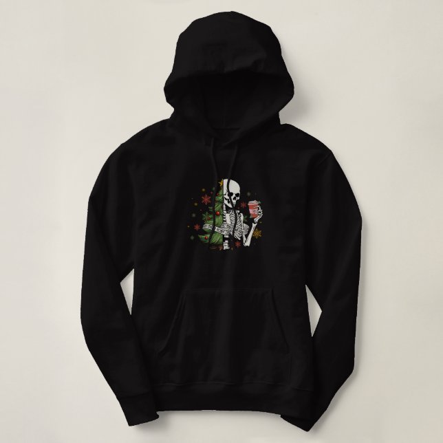 Camiseta café da árvore de natal esqueleto (Frente do Design)