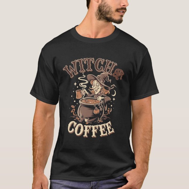Camiseta Café da bruxa: Encantem seu copo de manhã (Frente)
