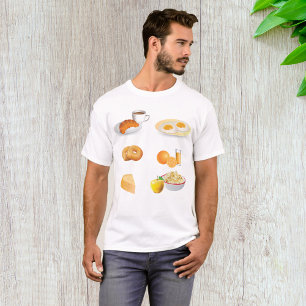 Camiseta Café da Comida, Croissant, Ovos, Sacos