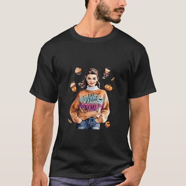 Camiseta Café Da Manhã À Bebida Do Halloween E Assustados (Frente)