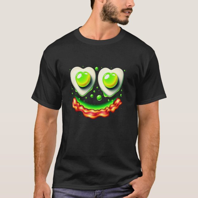 Camiseta Café da manhã Brunch de Ovo de Frango Verde Cara S (Frente)