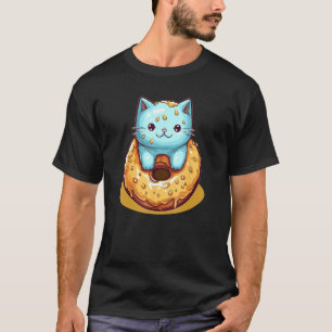 Camiseta Café da Manhã de Bagel Engraçado para Gatos e Aman