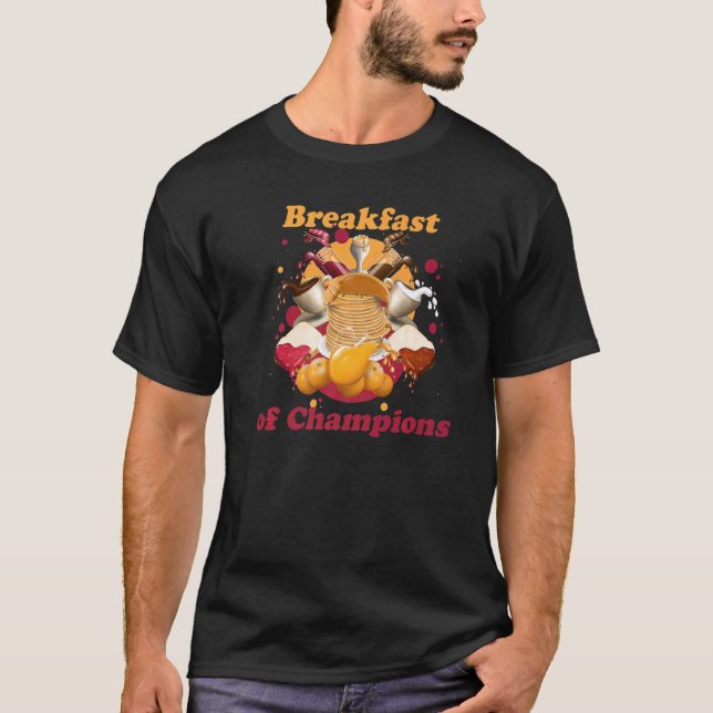 Camiseta Café Da Manhã De Champiões Comida Brunch Ovos De C (Frente)
