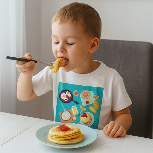 Camiseta Café da Manhã Delicioso Panquecas Ovos Café