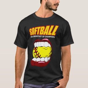 Camiseta Café da Manhã Engraçado de Softball com Campeões