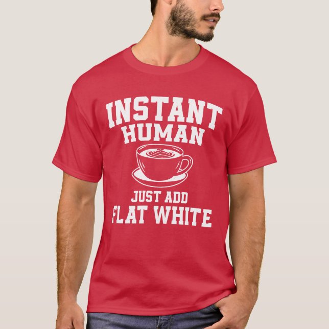 Camiseta Café da Manhã Flat White Engraçado retrô (Frente)