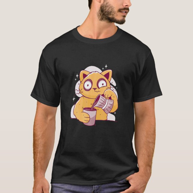 Camiseta Café da Manhã Gato Sonolento (Frente)