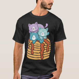 Camiseta Café da Manhã Panqueca Gato Comida Foodie Gatinho 