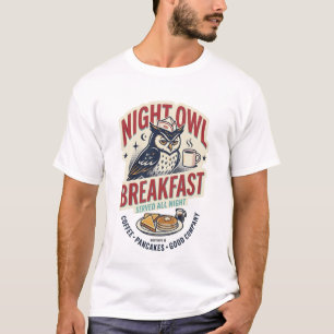 Camiseta Café da Noite Coruja Lanche Retro Noturno NIGHTSHI
