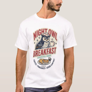 Camiseta Café da Noite Coruja Lanche Retro Noturno NIGHTSHI