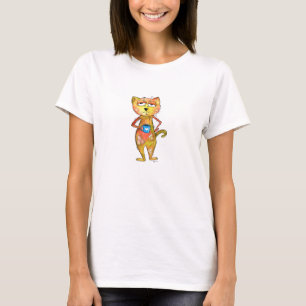 Camiseta Café de Bebendo de Gato Bravo Centeado