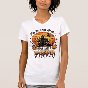 Camiseta Café de Bruxa de Halloween com Batedeira Quebrada