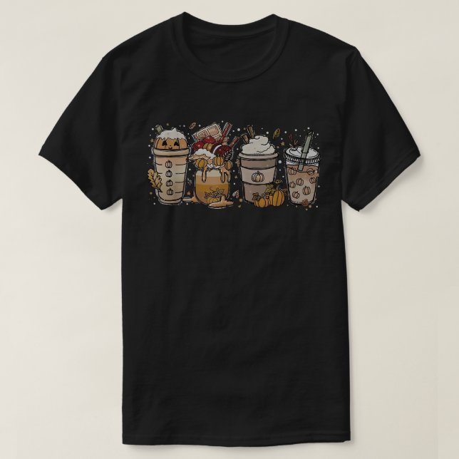 Camiseta Café de Especiarias de Abóbora Latte outono Estaçã (Frente do Design)