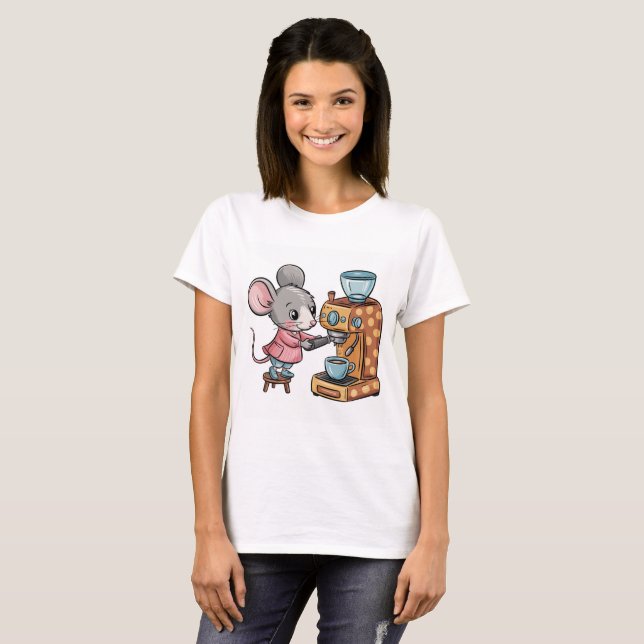 Camiseta Café de Fazer para Mouse Adorável (Frente Completa)