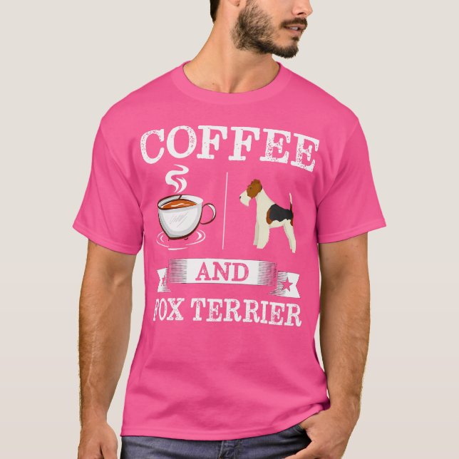 Camiseta Café De Fox Terrier E Cachorro De Fox Terrier (Frente)