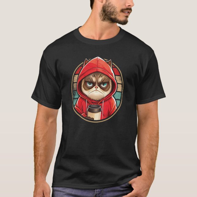 Camiseta Café de gato eu gatos retrô (Frente)