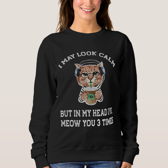 Camiseta café de gato   Eu posso parecer calmo (Frente)