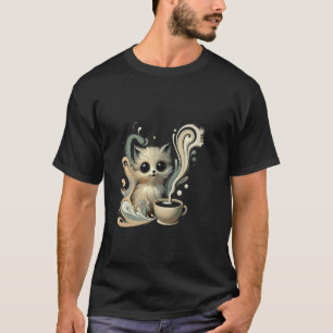 Camiseta Café de Gato Fofo de Manhã Perfeito