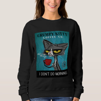 Camiseta Café de Gato Tuxedo Eu não faço manhãs Gatinho rab