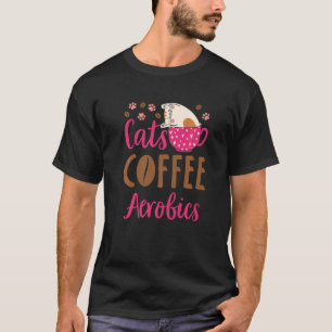 Camiseta Café de Gatos Aeróbica Classes de Exercícios Aerób
