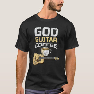 Camiseta Café de Guitarra de Deus e Jesus Guitarrista Café