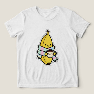 Camiseta Café de Inverno de Banana Fofa - Banana Kawaii com