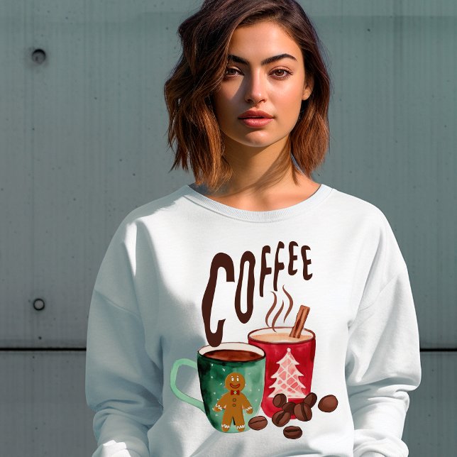 Camiseta Café de inverno moderno pão de gengibre mulheres c (Criador carregado)
