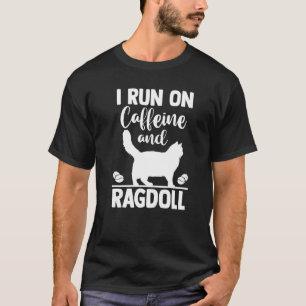 Camiseta Café de Mãe de Gato Eu Funciono Com Cafeína e Rag