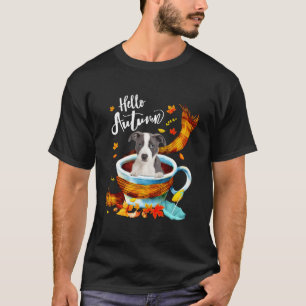 Camiseta Café de outono de Pitbull Café Alô outono Folha de
