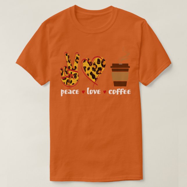 Camiseta Café de paz para impressão de leopardo (Frente do Design)
