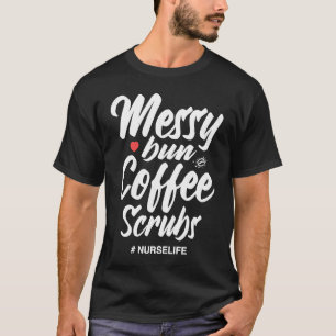 Camiseta Café de Rolo de Cabelo Desarrumado Enfermeira Vida